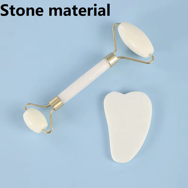 2PCS Gua Sha Natural Stone Gowoman Gua Sha Facial Stone Gua Sha Visage Roller for Face Massager Tool Gouache Scraper LBHL07